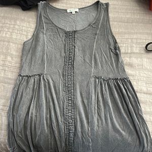 Grace & Lace, gray stretchy babydoll top, size medium